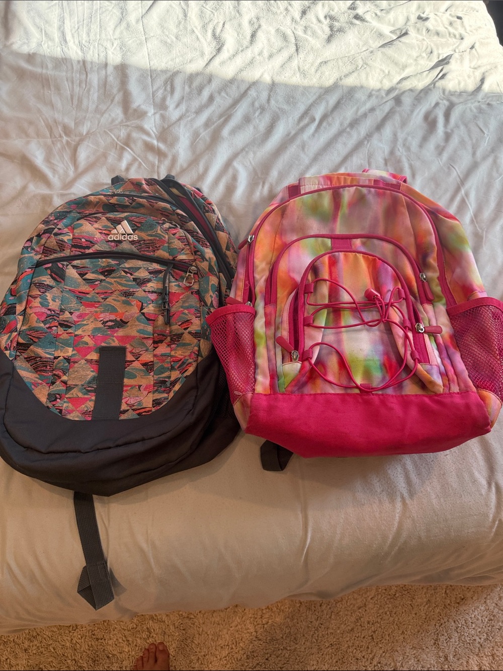 Bundle back packs  adidas and tie die still a lot of life please request info